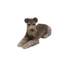 Simply Series Black & Silver Schnauzer, Resting Figurine Pet Cremation Urn - Front View