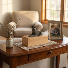 Simply Series Black & Silver Schnauzer, Resting Figurine Pet Cremation Urn - Oak