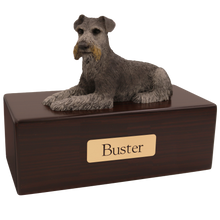 Simply Series Black & Silver Schnauzer, Resting Figurine Pet Cremation Urn - Walnut