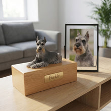 Simply Series Black & Silver Schnauzer with Ears Up, Lying Down Figurine Pet Cremation Urn
