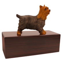 Simply Series Yorkshire Terrier with Tongue Out, Standing Figurine Pet Cremation Urn - Walnut No Plate