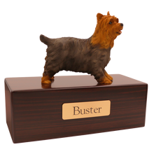 Simply Series Yorkshire Terrier with Tongue Out, Standing Figurine Pet Cremation Urn - Walnut