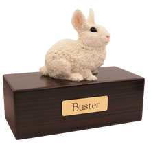 Simply Series White Rabbit, Sitting Figurine Pet Cremation Urn - Walnut