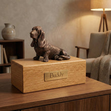 Simply Series Jumbo Bronze Basset Hound, Sitting Figurine Pet Cremation Urn