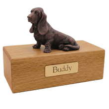 Simply Series Jumbo Bronze Basset Hound, Sitting Figurine Pet Cremation Urn