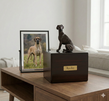 Simply Series Jumbo Bronze Great Dane with Ears Down, Sitting Figurine Pet Cremation Urn