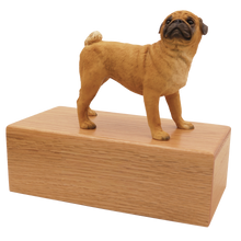 Simply Series Fawn Pug, Standing Figurine Pet Cremation Urn - Oak No Plate