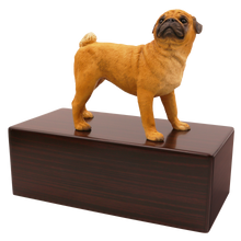 Simply Series Fawn Pug, Standing Figurine Pet Cremation Urn - Walnut No Plate