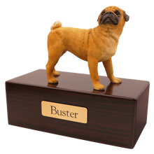 Simply Series Fawn Pug, Standing Figurine Pet Cremation Urn - Walnut 