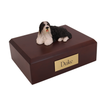 Bearded Collie, Lying Down Figurine Pet Cremation Urn