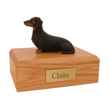 Black Dachshund, Lying Down Figurine Pet Cremation Urn