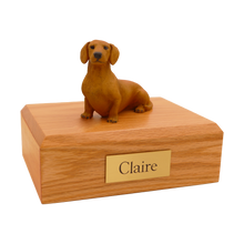 Red Brown Dachshund, Sitting Figurine Pet Cremation Urn