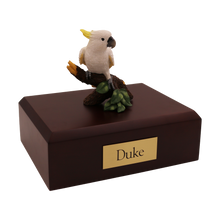 White Cockatoo Parrot, Perched Figurine Pet Cremation Urn