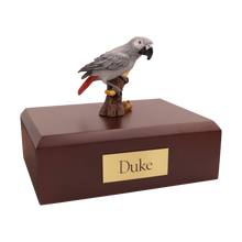 Gray African Parrot, Perched Figurine Pet Cremation Urn