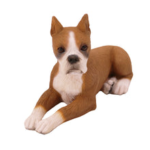 Fawn & White Boxer, Ears Up Lying Down Figurine Pet Cremation Urn
