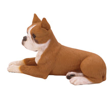 Fawn & White Boxer, Ears Up Lying Down Figurine Pet Cremation Urn