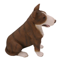 Brindle and White Bull Terrier, Sitting Figurine Pet Cremation Urn
