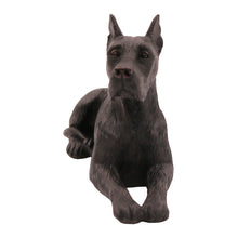 Black Great Dane, Ears Up Lying Down Figurine Pet Cremation Urn