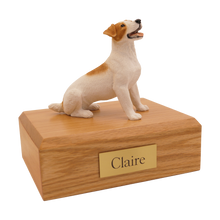 White & Tan Jack Russell Terrier, Sitting Figurine Pet Cremation Urn
