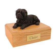 Black Shar Pei, Lying Down Figurine Pet Cremation Urn