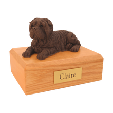 Chocolate Shar Pei, Lying Down Figurine Pet Cremation Urn
