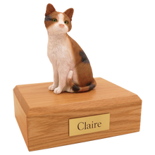 Calico Cat, Sitting Figurine Pet Cremation Urn