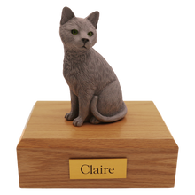 Gray Cat, Sitting Figurine Pet Cremation Urn