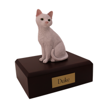 White Cat, Sitting Figurine Pet Cremation Urn