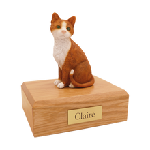 Orange & White Cat, Sitting Figurine Pet Cremation Urn