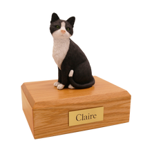 Black & White Cat, Sitting Figurine Pet Cremation Urn