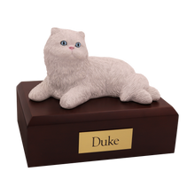 White Persian Cat, Lying Down Figurine Pet Cremation Urn