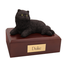 Black Persian Cat, Lying Down Figurine Pet Cremation Urn