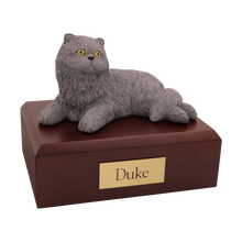 Grey Persian Cat, Lying Down Figurine Pet Cremation Urn