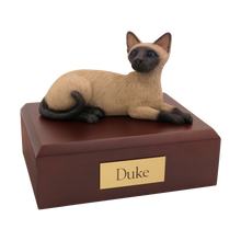 Seal Point Siamese Cat, Lying Down Figurine Pet Cremation Urn