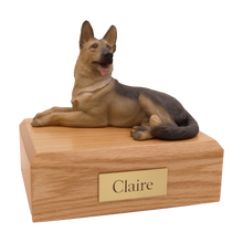 Black & Tan German Shepherd, Lying Down Figurine Pet Cremation Urn