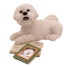 White Bichon Frise, with Books Lying Down Figurine Pet Cremation Urn