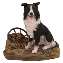 Black & White Border Collie, Sitting Figurine Pet Cremation Urn