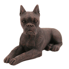 Bronze Boxer with Ears Up, Lying Down Figurine Pet Cremation Urn