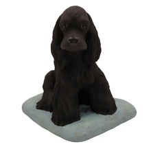 Black Cocker Spaniel, Sitting on Cushion Figurine Pet Cremation Urn 