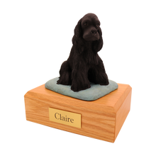 Black Cocker Spaniel, Sitting on Cushion Figurine Pet Cremation Urn 