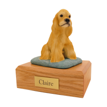 Blond Cocker Spaniel, Sitting on Cushion Figurine Pet Cremation Urn