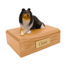Tri-Color Collie, Resting Figurine Pet Cremation Urn
