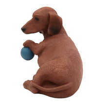 Playful Red Dachshund, Lying Down with Ball Figurine Pet Cremation Urn