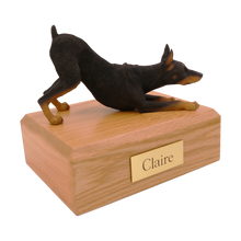 Black and Tan Doberman, Play Bowing Figurine Pet Cremation Urn