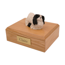 Black & White Pekingese, Lying Down Figurine Pet Cremation Urn