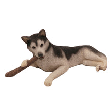 Black and White Husky, Chewing Stick Figurine Pet Cremation Urn