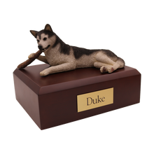 Black and White Husky, Chewing Stick Figurine Pet Cremation Urn