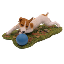 Brown and White Jack Russell Terrier, Playing With Ball Figurine Pet Cremation Urn