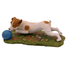 Brown and White Jack Russell Terrier, Playing With Ball Figurine Pet Cremation Urn
