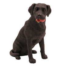 Black Labrador Retriever, Sitting with Ball in Mouth Figurine Pet Cremation Urn